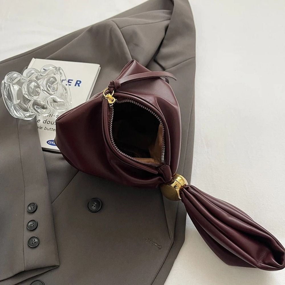 Luxury Designer Soft Leather Clutch Bag Fashion Pleated Handbag