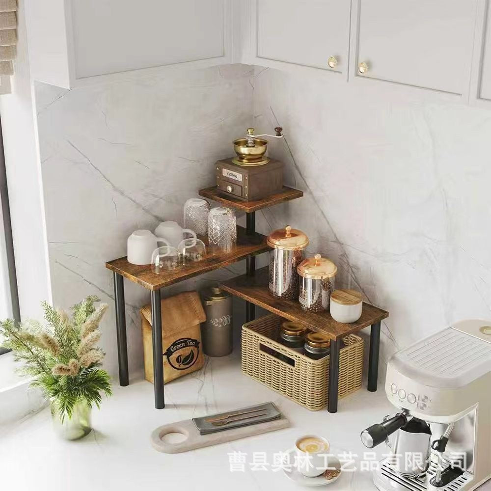 Countertop Organizer 3-Tier Spice Racks  Adjustable Kitchen Counter Corner Shelf