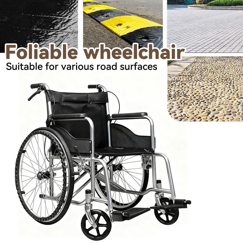 Wheelchair Lightweight Self Propelled Mag 24" Wheels Folding Brake Armrest Chair