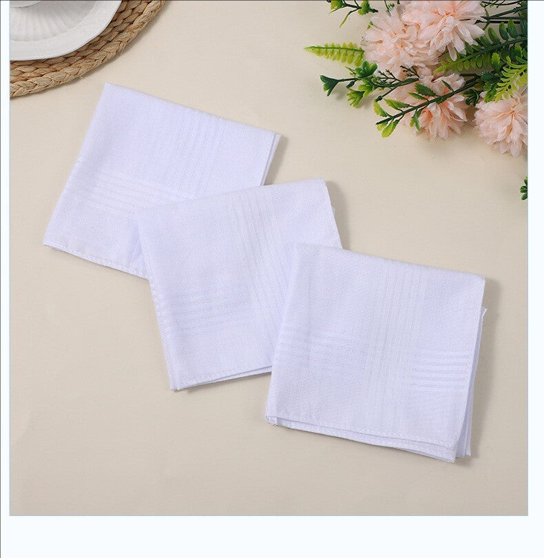 24PCS Mens Large White Square Handkerchief Soft Cotton Hankies Hankerchiefs  UK