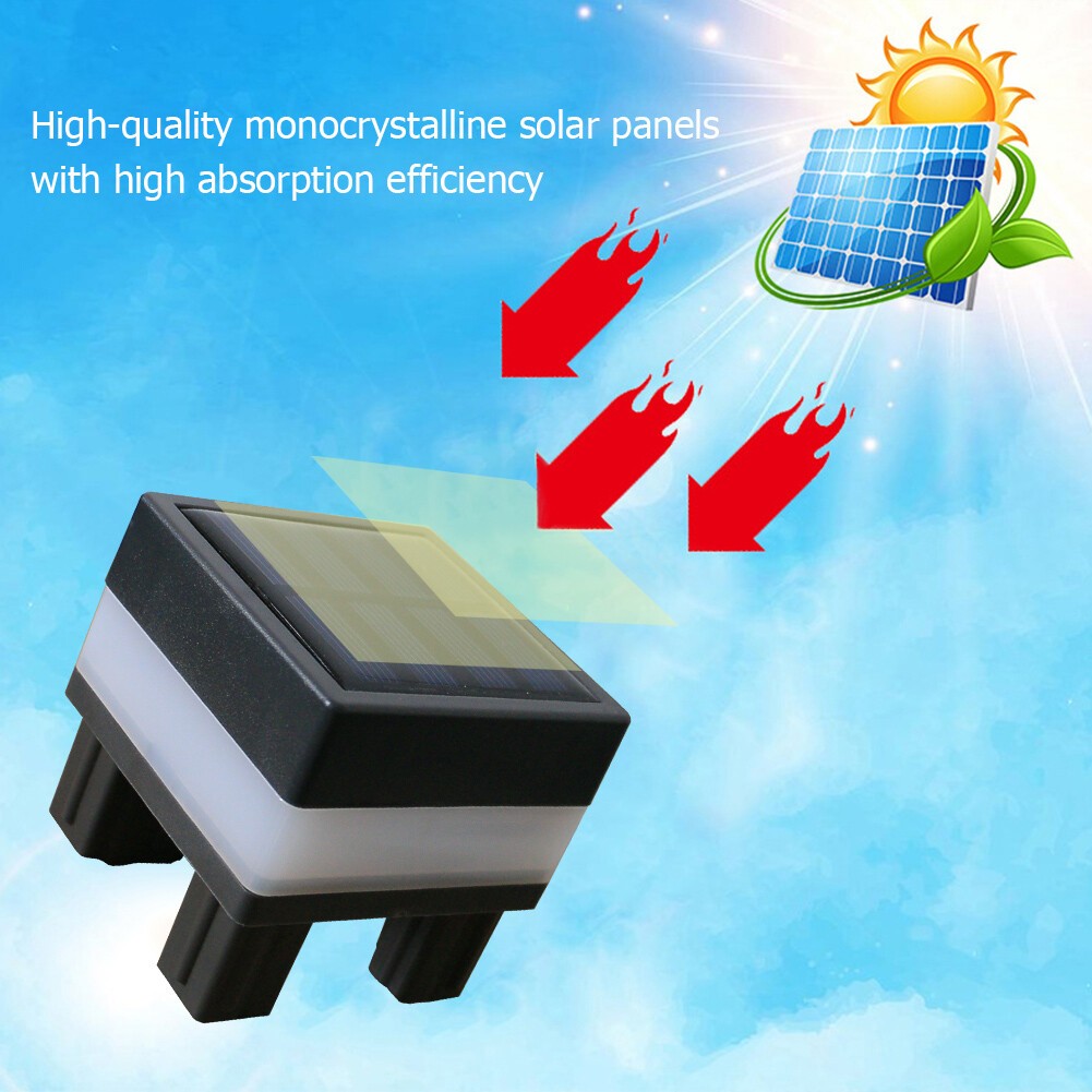 2X LED Solar Post Column Light Fence Solar Lamp Caps Outdoor Garden Light