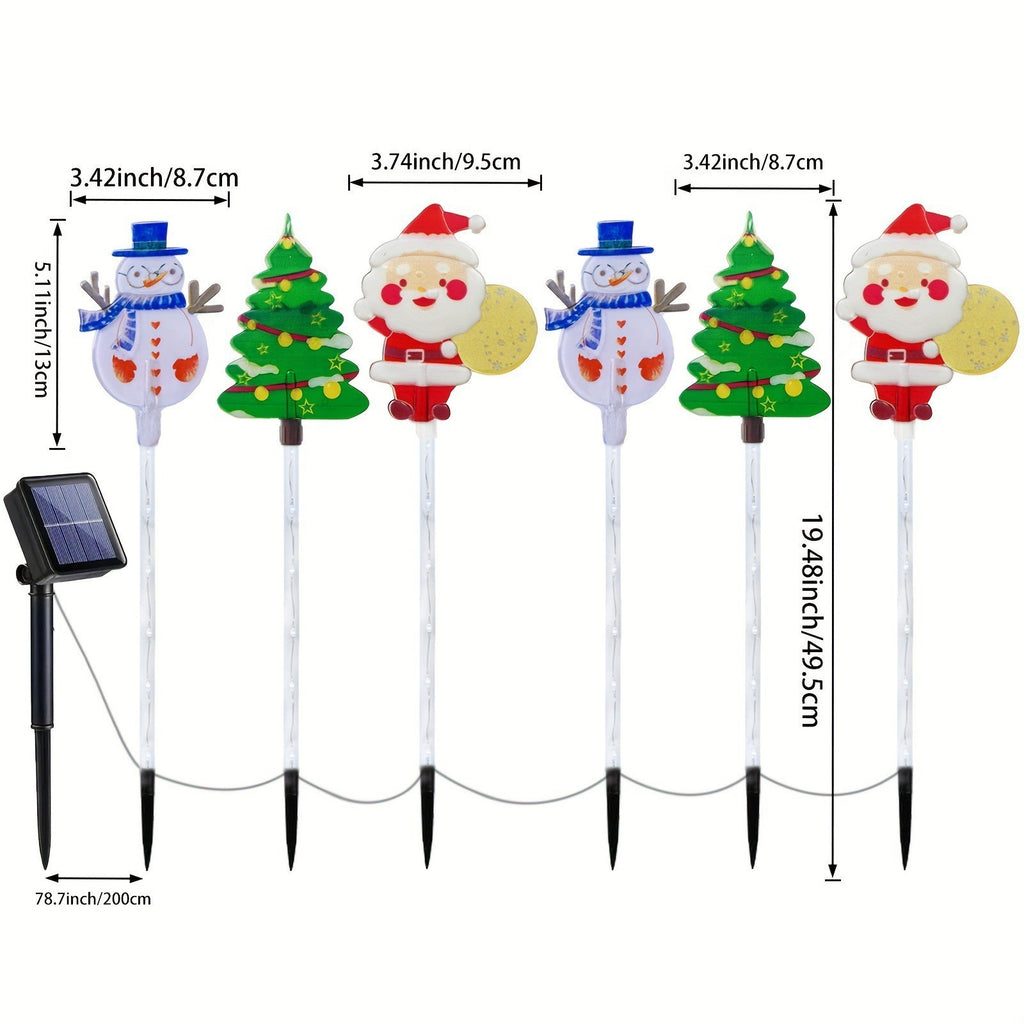 6 Packs Outdoor Garden Ground Light Solar Powered Santa Claus Snowman Christmas