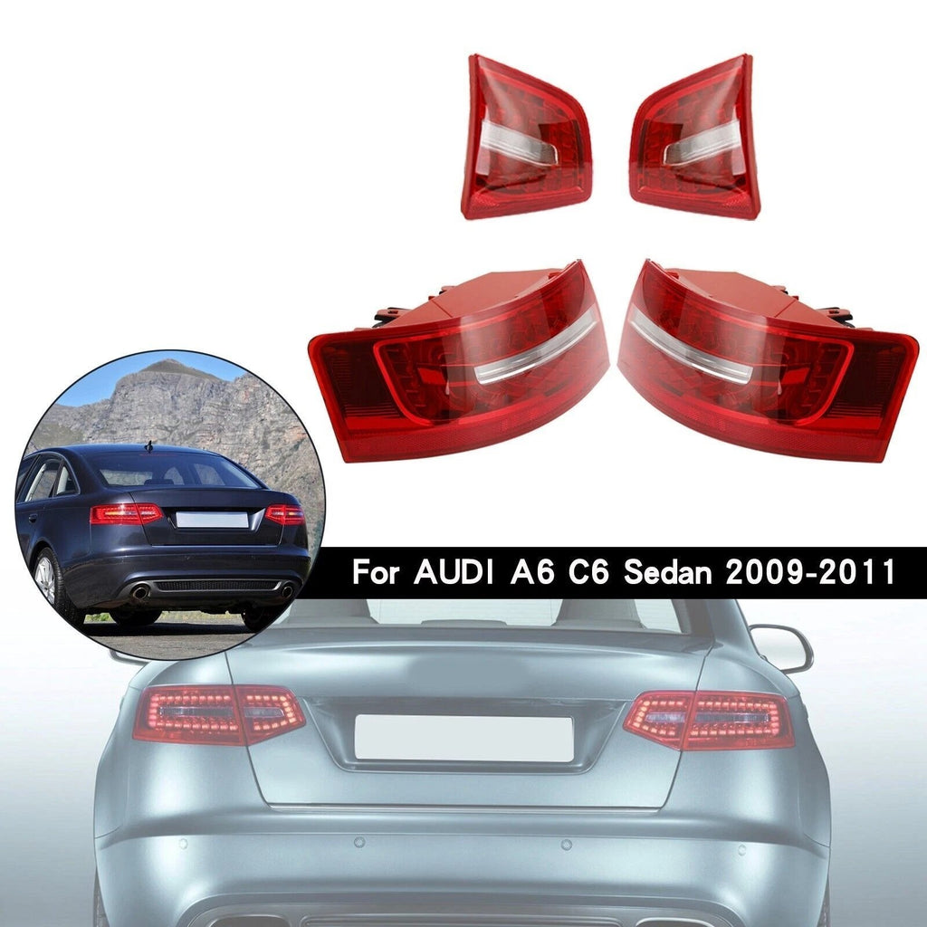 For Audi A6 S6 Saloon 2009-2011 LED Rear Outer Inner Tail Light Brake Lamp Set