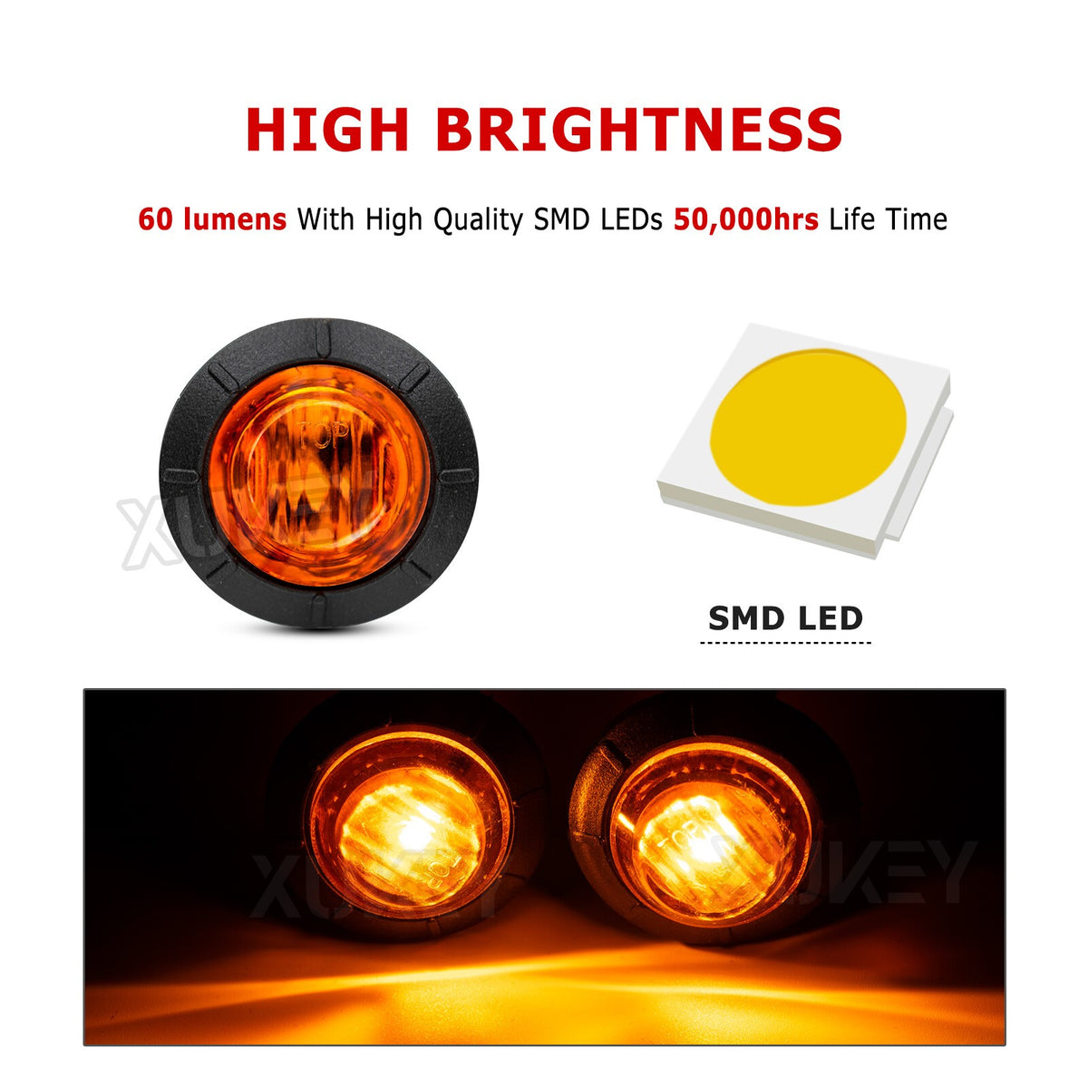 10x 12V/24V LED SIDE MARKER LIGHT INDICATOR LAMP AMBER BUS TRUCK LORRY Trailer