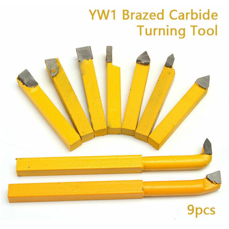 9pcs 8mm Metal Lathe Turning Tools Carbide Tip Tipped Cutter Bit Cutting Kits UK