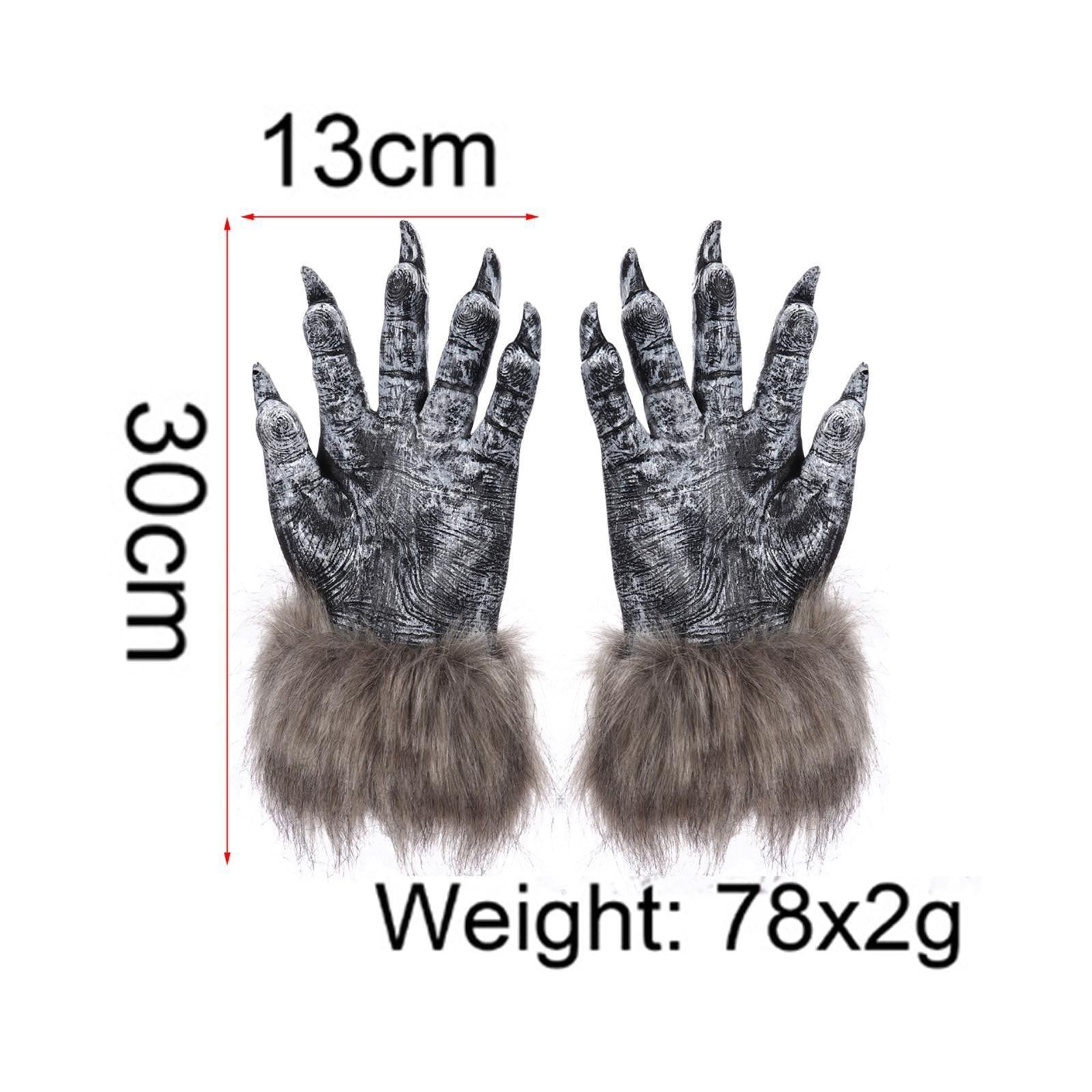 Creepy Halloween Wolf Gloves Werewolf Costume Gift Monster Hands Paws Claw