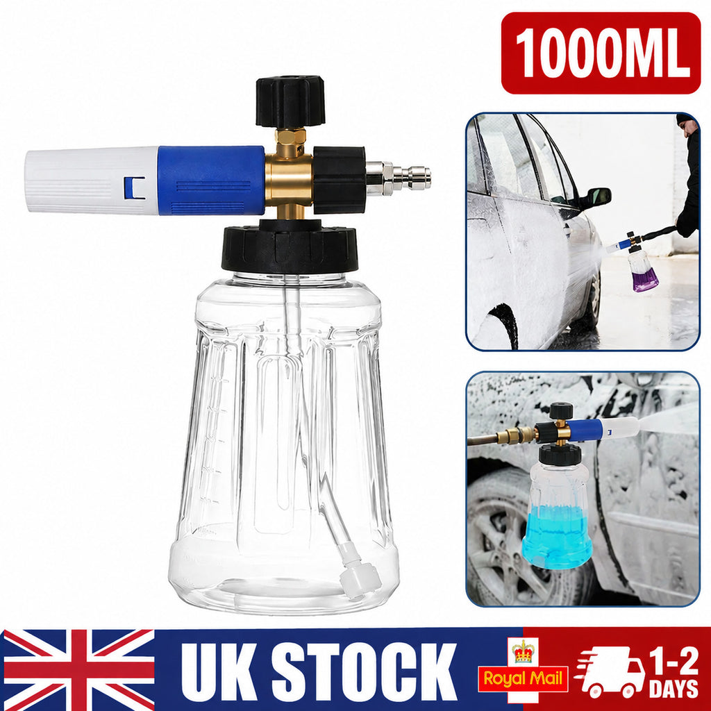 1/4 Quick Release Snow Foam Lance Pressure Washer Gun Soap Cannon 1000ML Bottles