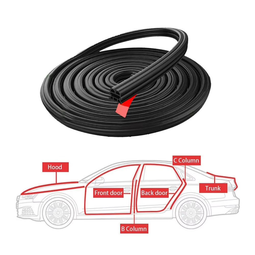 Car Door Seal Strip 5M 3 Layer Rubber Weatherstrip Soundproof Universal