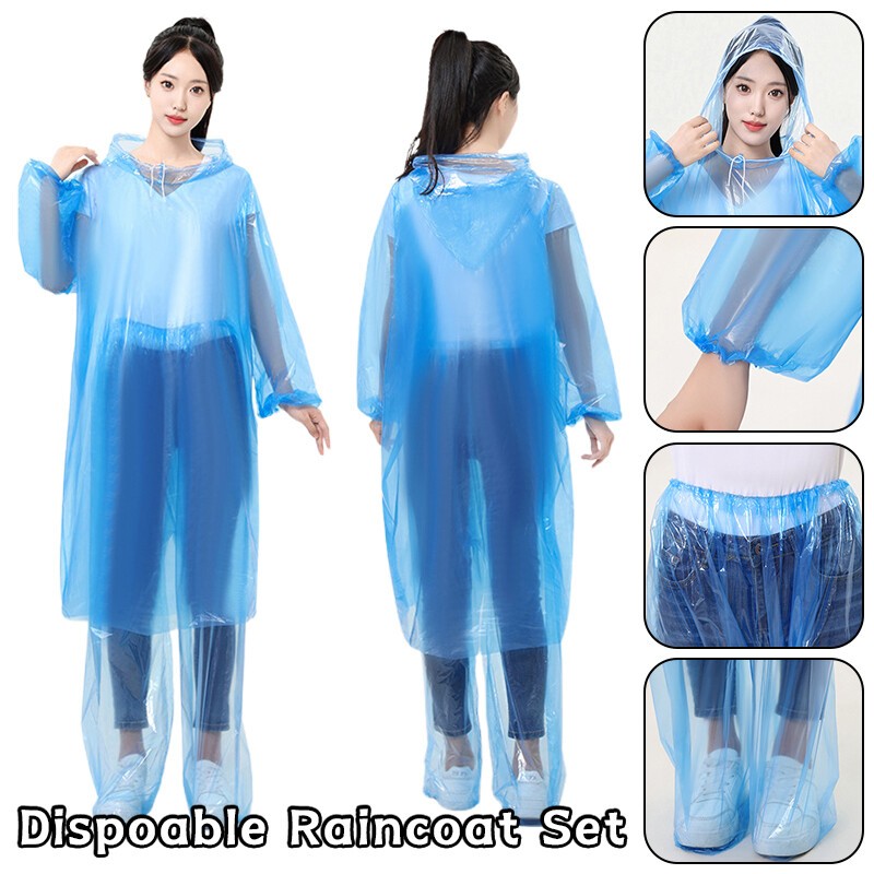 10pcs Disposable Raincoat Rain Pants Waterproof Outdoor Camping Rain Poncho.*