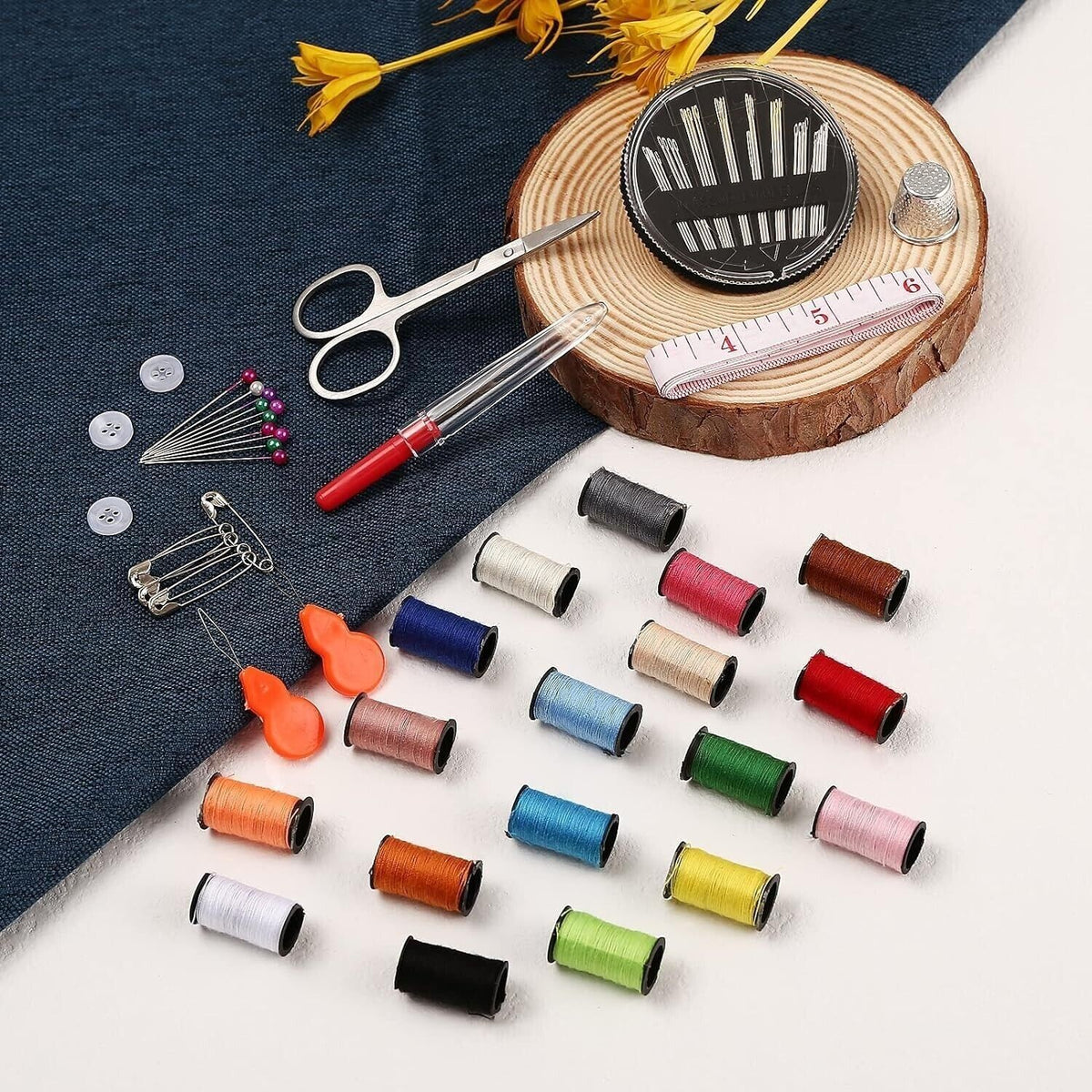 73 PCS Portable Sewing Kit Home Travel Case Needles Thread Scissors Set Box NEW