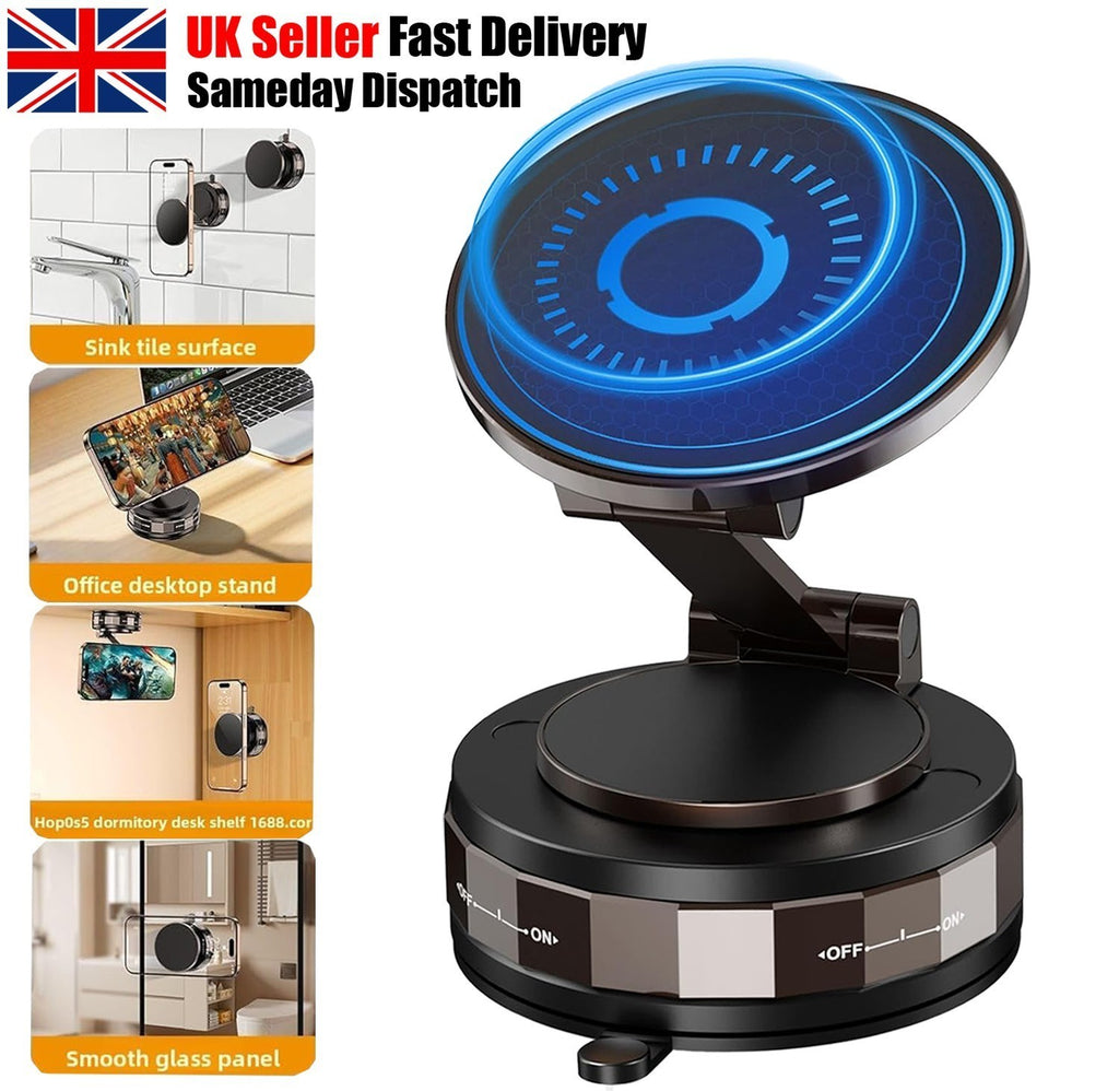 Magnetic Foldable Vacuum Car Phone Holder 360° Rotating Suction Cup Phone Mount