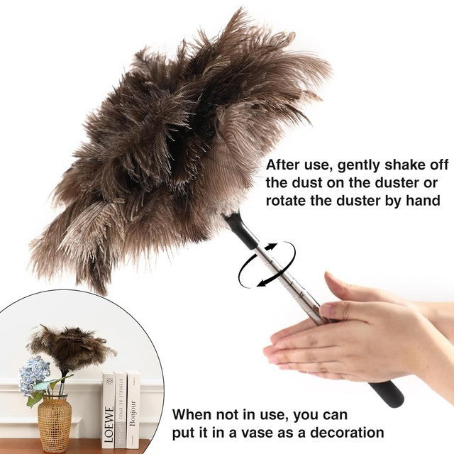 Extendable Ostrich Feather Duster Telescopic Pole Long Duster for Ceilings Light