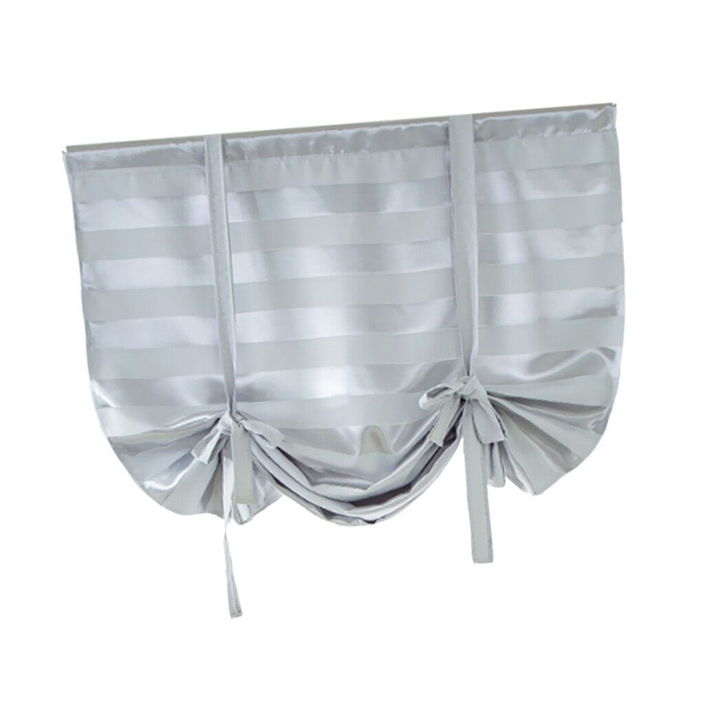Blackout Tie-up Roman Curtain Small Window Curtain Shade Sheer Drape Voile Gray
