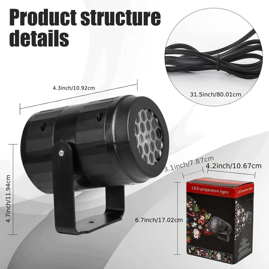 1pc Snowflake Christmas Laser Projector Light 16 Patterns LED Xmas Decor