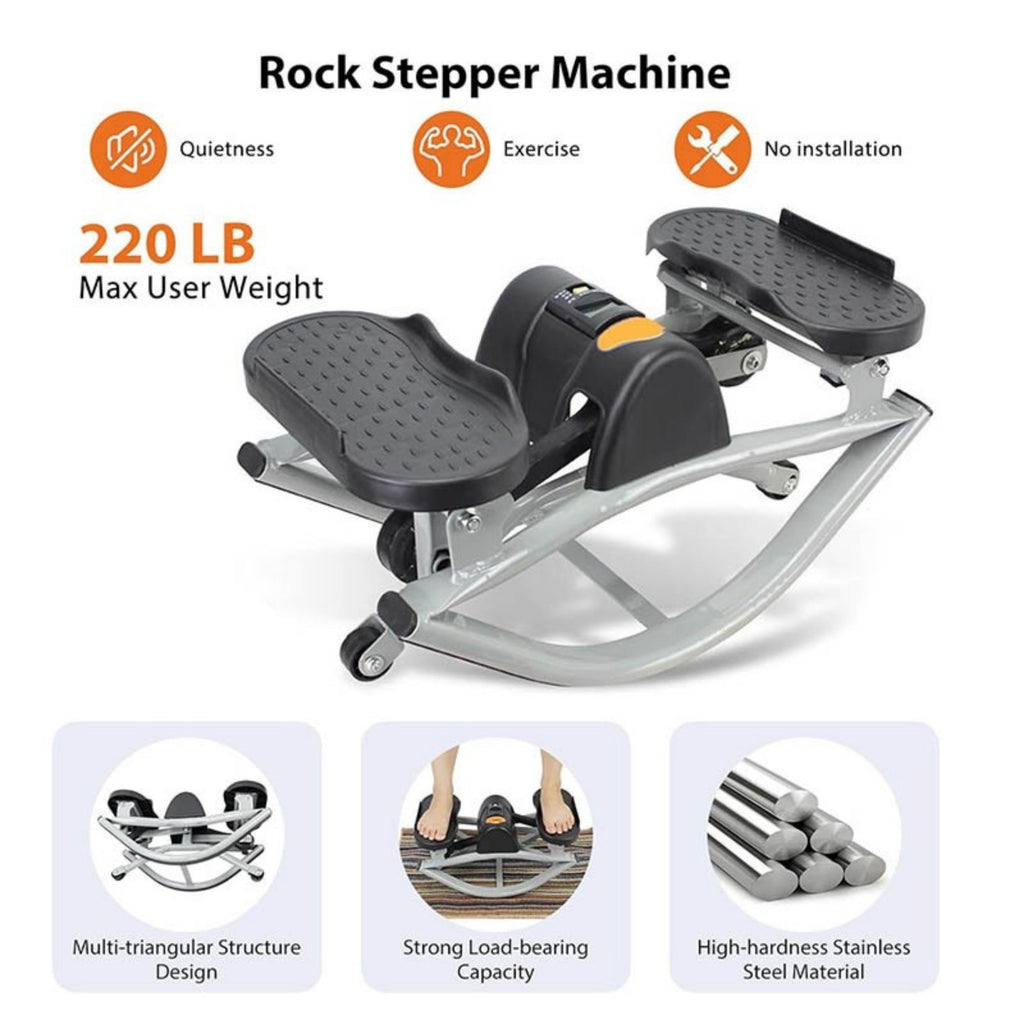 Side-to-Side Rock Stepper w Elastic Resistance Bands LCD Monitor Balance Trainer
