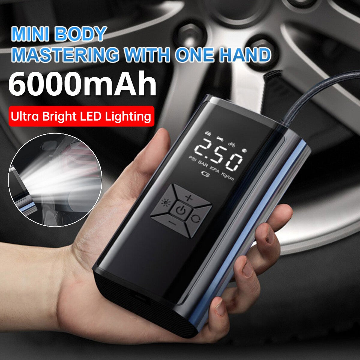 Car Tyre Inflator Cordless Digital USB Rechargeable Tire Air Compressor Pump UK