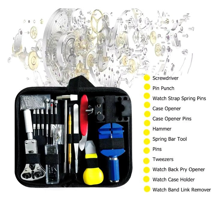 147PCS Watch Repair Tool Kit Back Case Opener Remover Spring Pin Bars Watchmaker