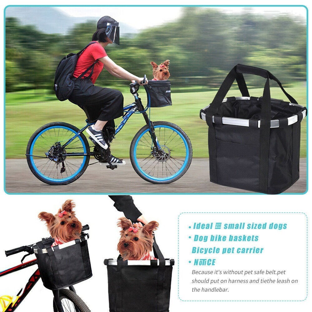Bicycle Front Basket Foldable Bike Handlebar Bag Pet Carrier Frame Storage Pack