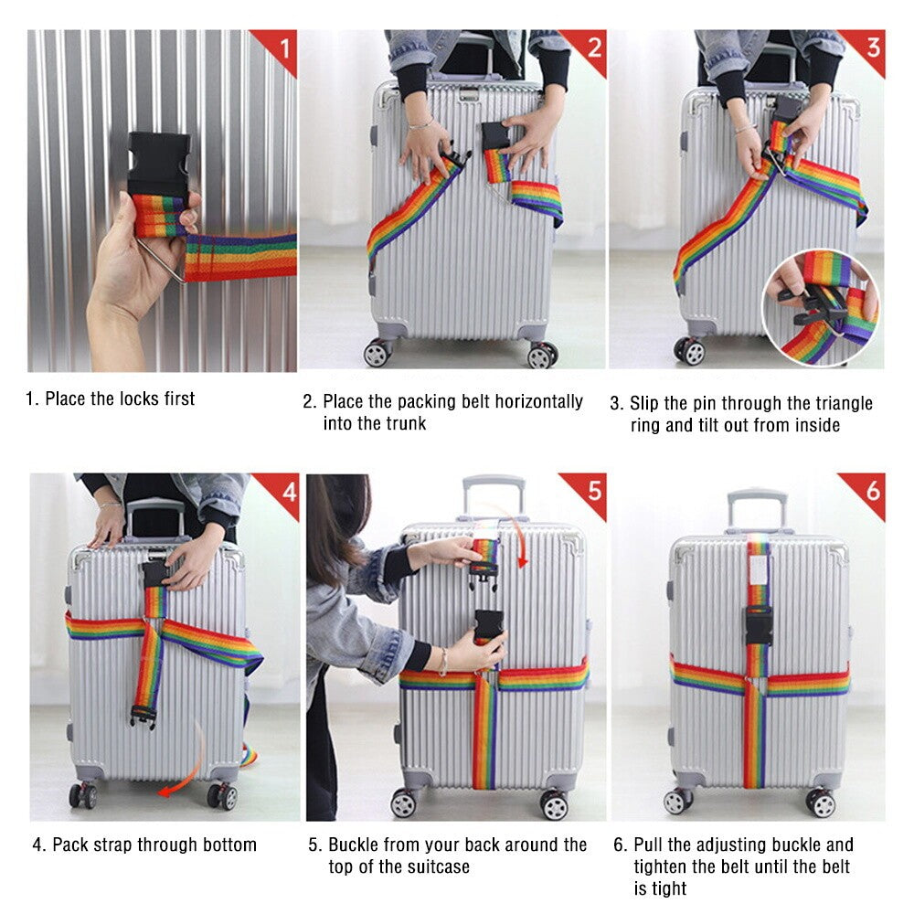 2X Adjustable Coded lock Cross Luggage Belt Strong Extra Safety Travel Straps
