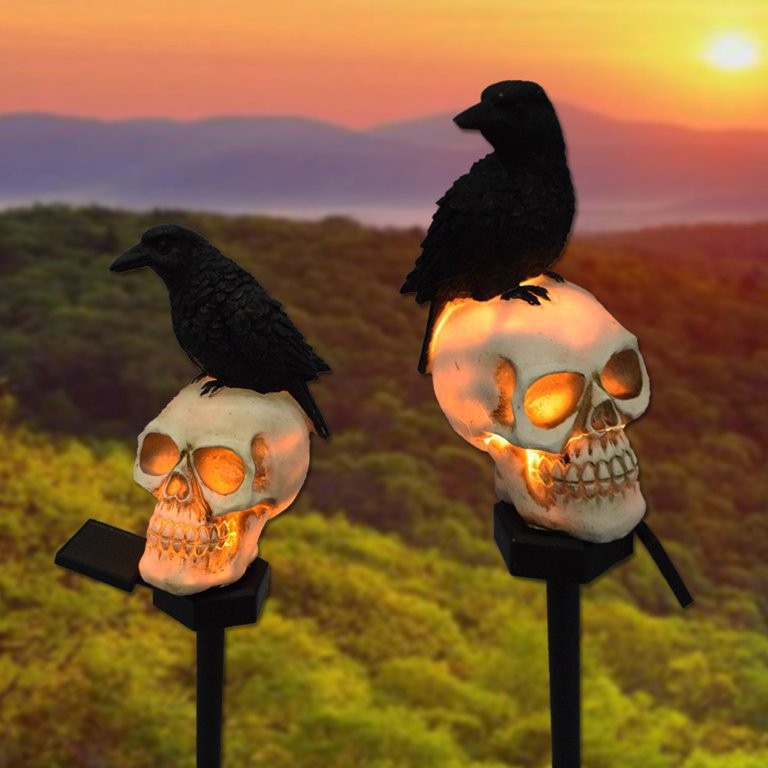 Halloween Solar Crow LED Light Skull Skeleton Lawn Light Ghost Decor Garden Yard