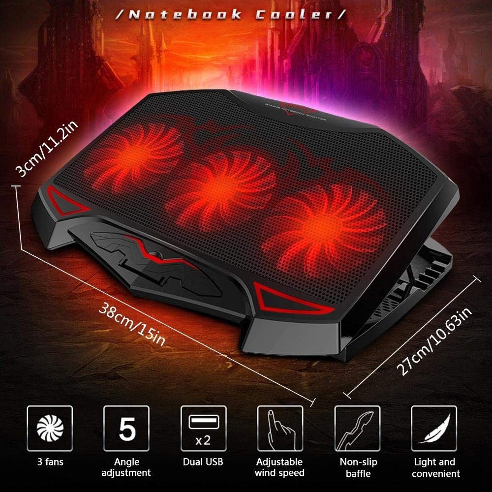 Laptop Cooling Pad Laptop Stand with 3 Cooling Quiet Fans for 12-17" Laptops