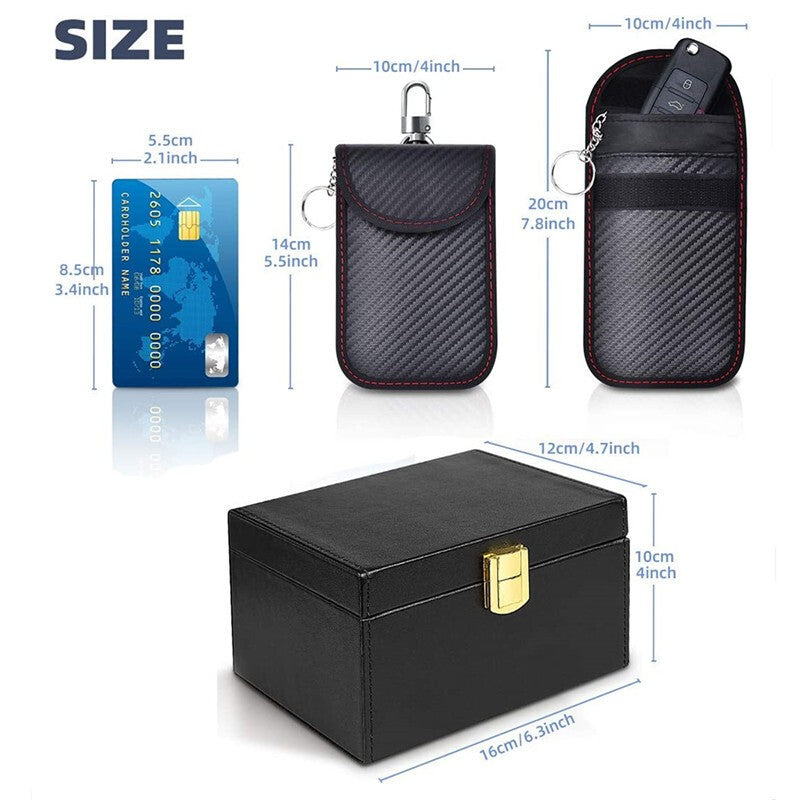 Faraday Box For Car Keys & 2 Pack Faraday Pouch Keyless Signal Blocking RFID Box