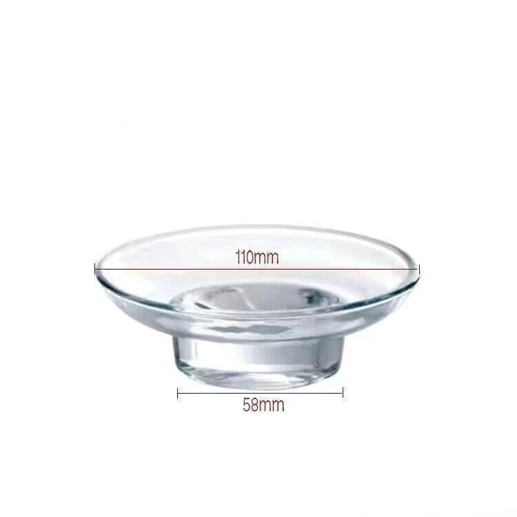 2pcs Soap Dish Transparent Glass Round Bathroom Replacement Soap Holder