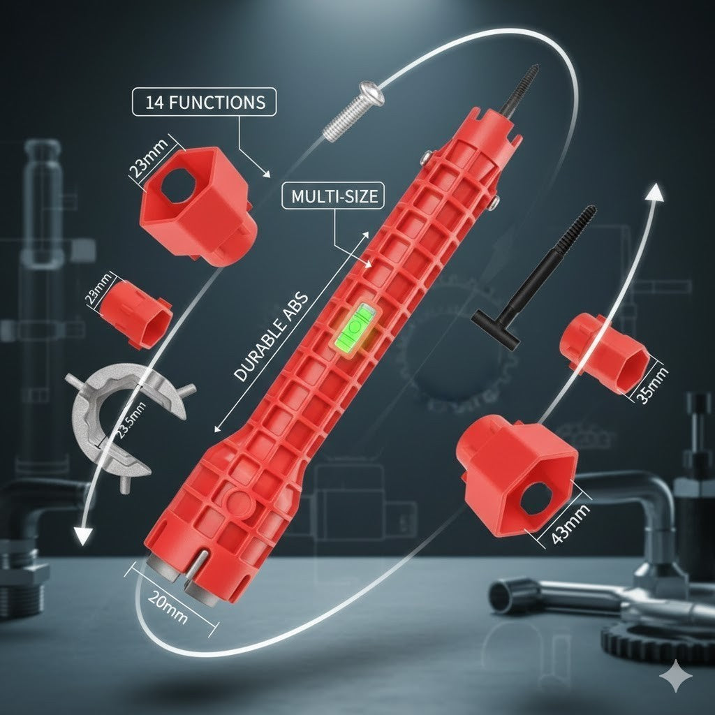 14 IN 1 Faucet Sink Wrench Plumbing Tools Pipe Tap Spanner For Bathroom Kitchen