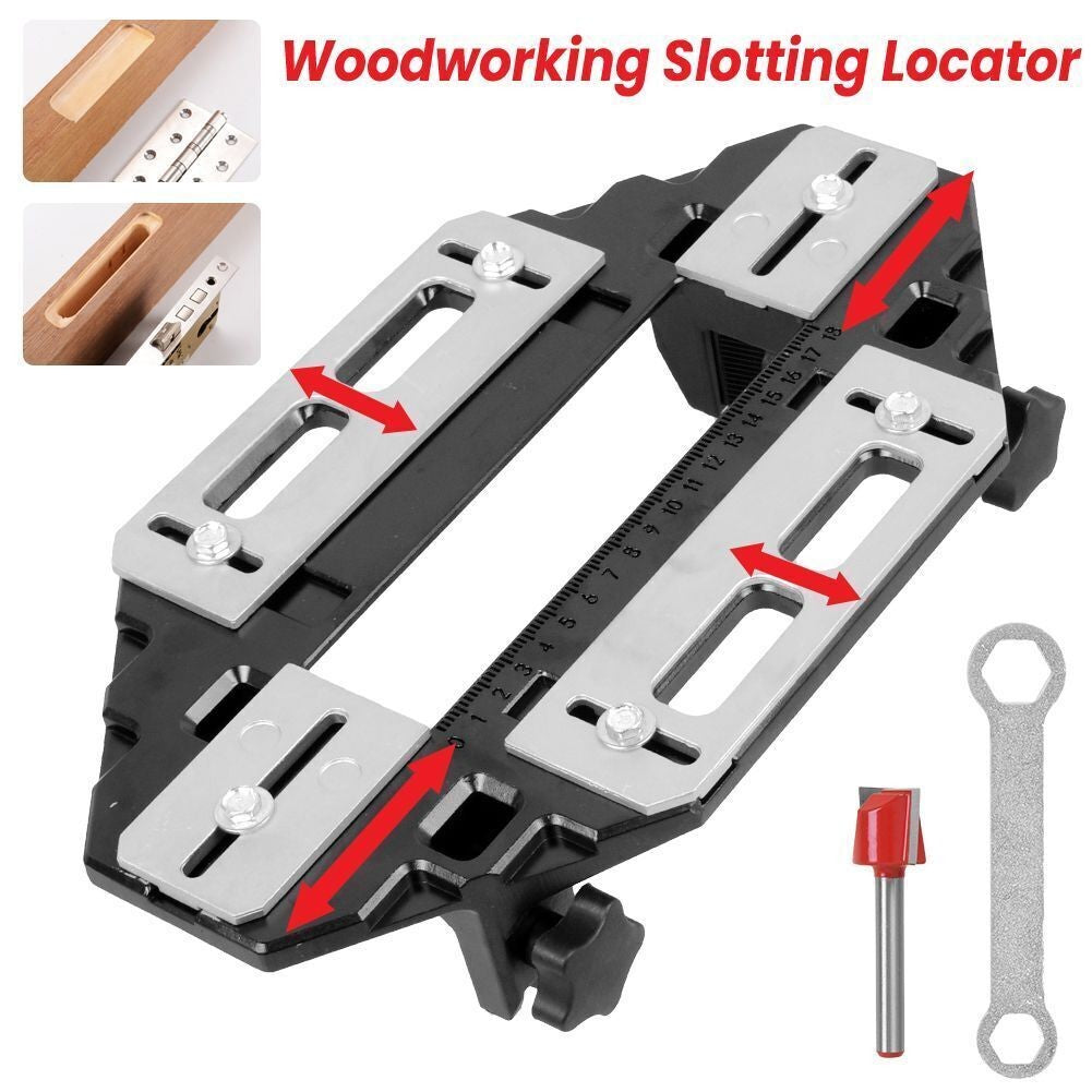 Wooden Door Hinge Jig Lock Guide Plate Router Bit Woodworking Slotting Locator