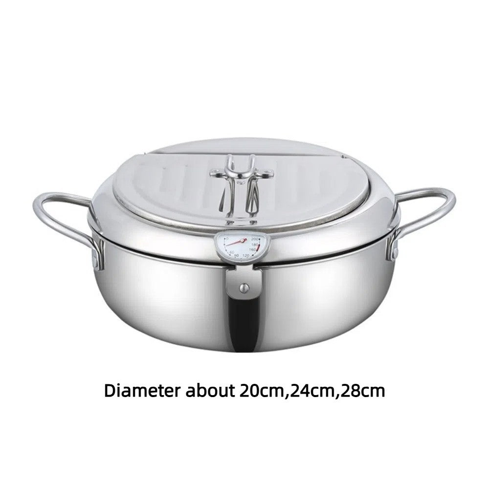 Stainless Steel Tempura Fryer Pan Japanese Deep Frying Pan  Kitchen