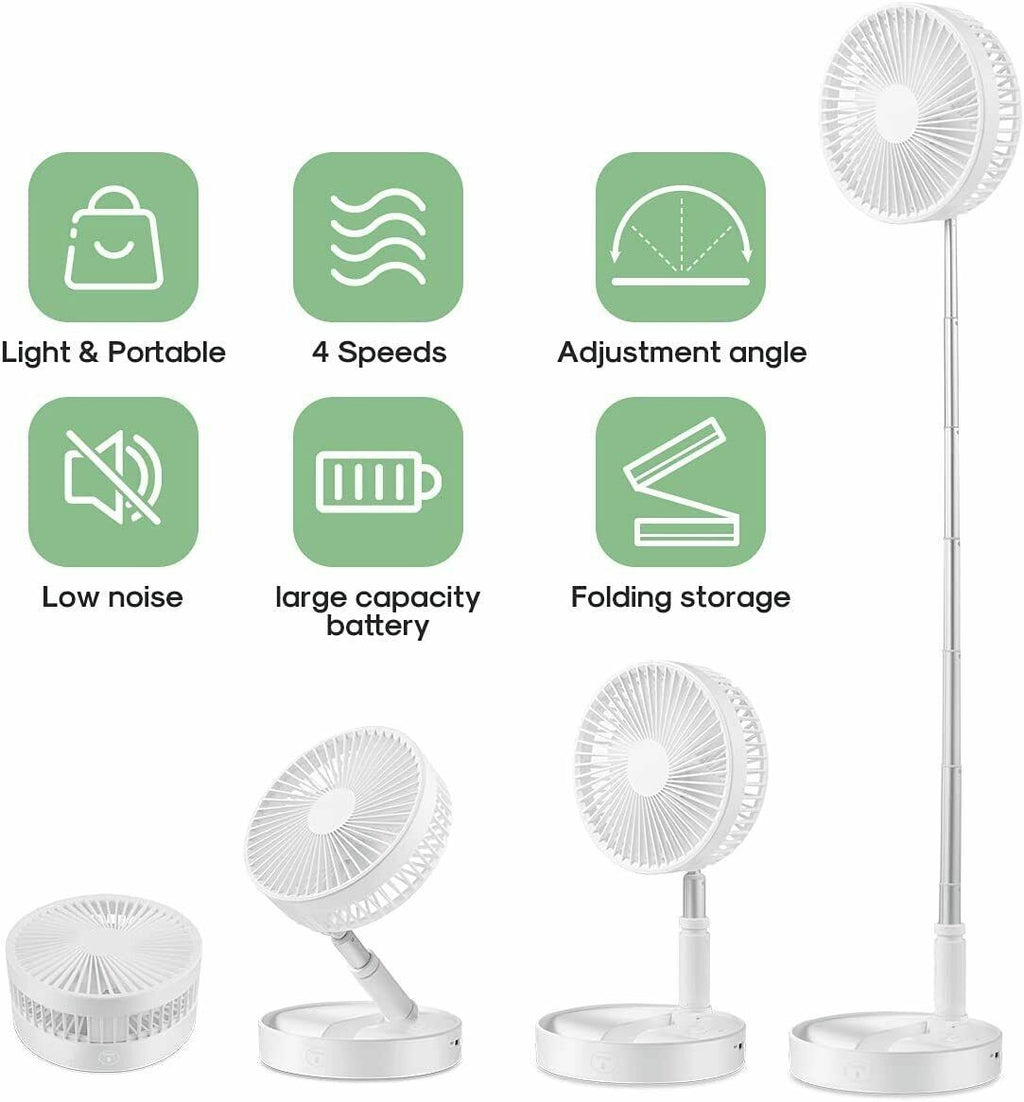 Telescopic Cordless Fan Cooling Wireless Folding Portable Rechargeable Fan UK