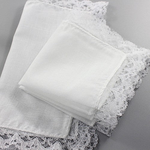 5 Pcs/lot Ladies Women's Cotton Handkerchiefs Lace Border White Wedding Hanky