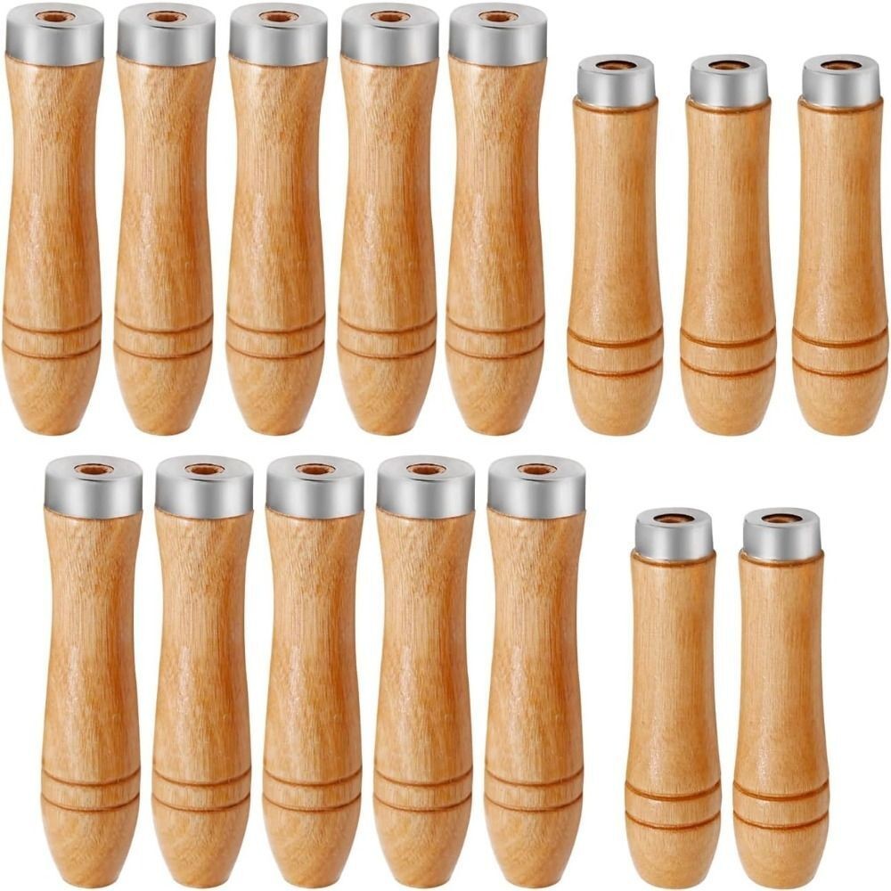 15pcs Cylindrical Small Wooden Handle File Handle  Screwdriver Hand Drill