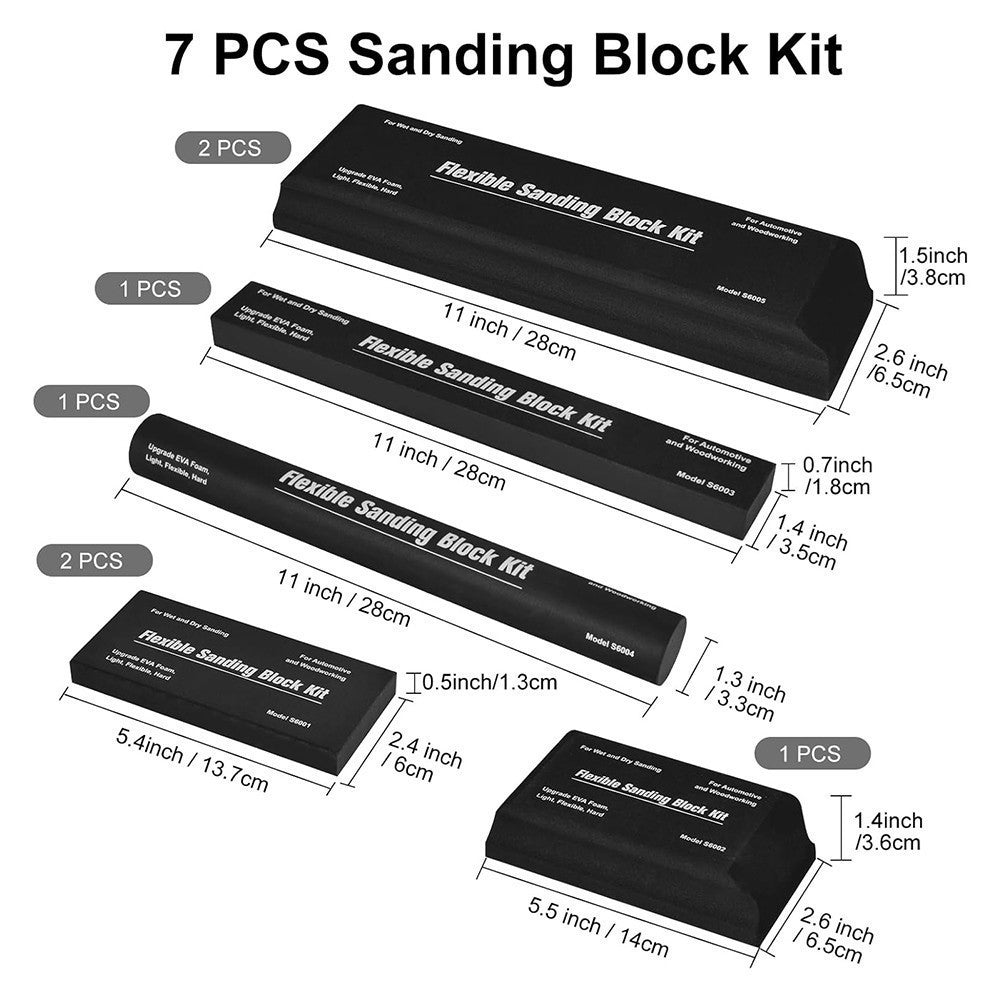 7Pcs Auto Body Sanding Blocks Flexible EVA Foam Wet Dry Sanding Kit