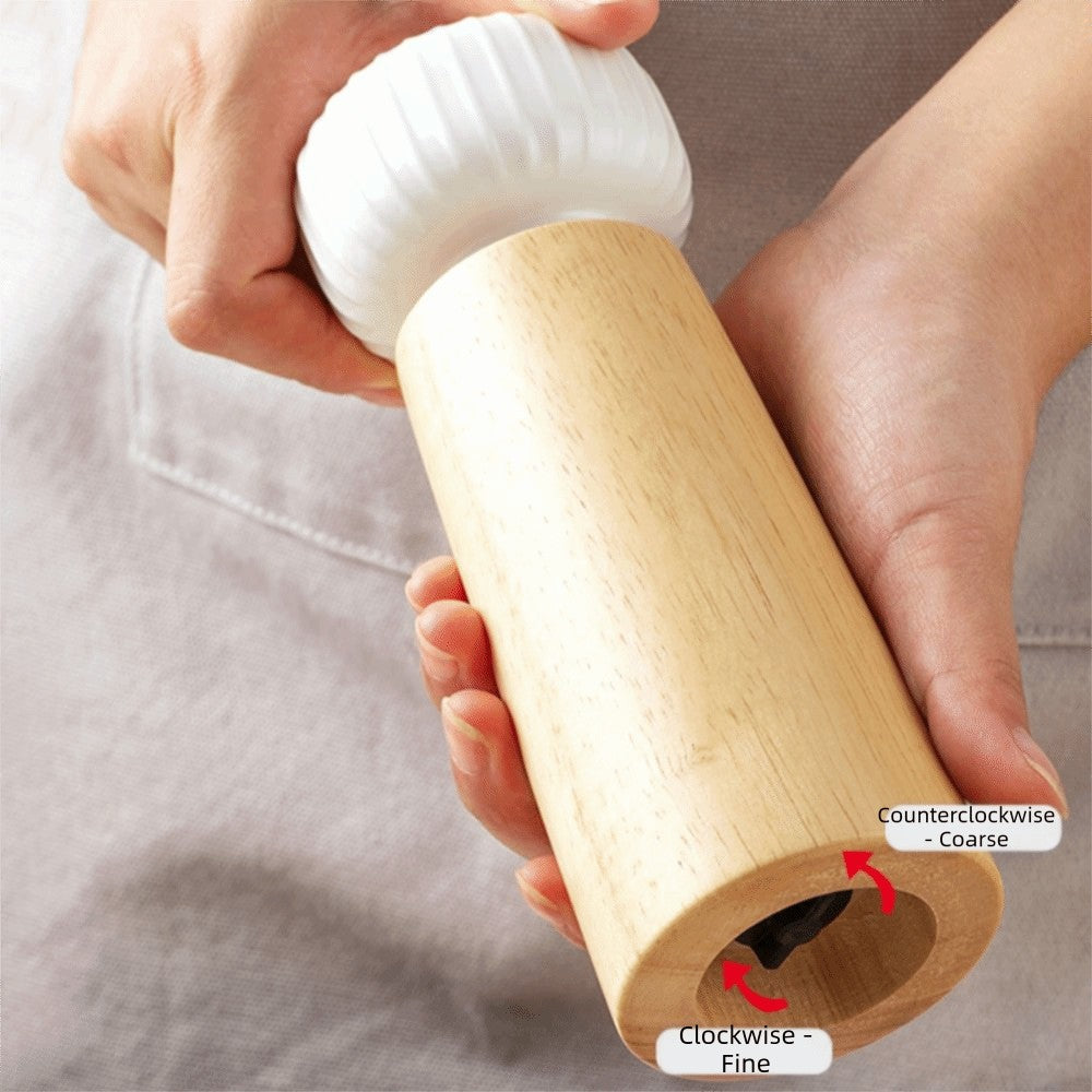 Nordic Style Manual Pepper Salt Grinder Oak Refillable Pepper Mill Adjustable