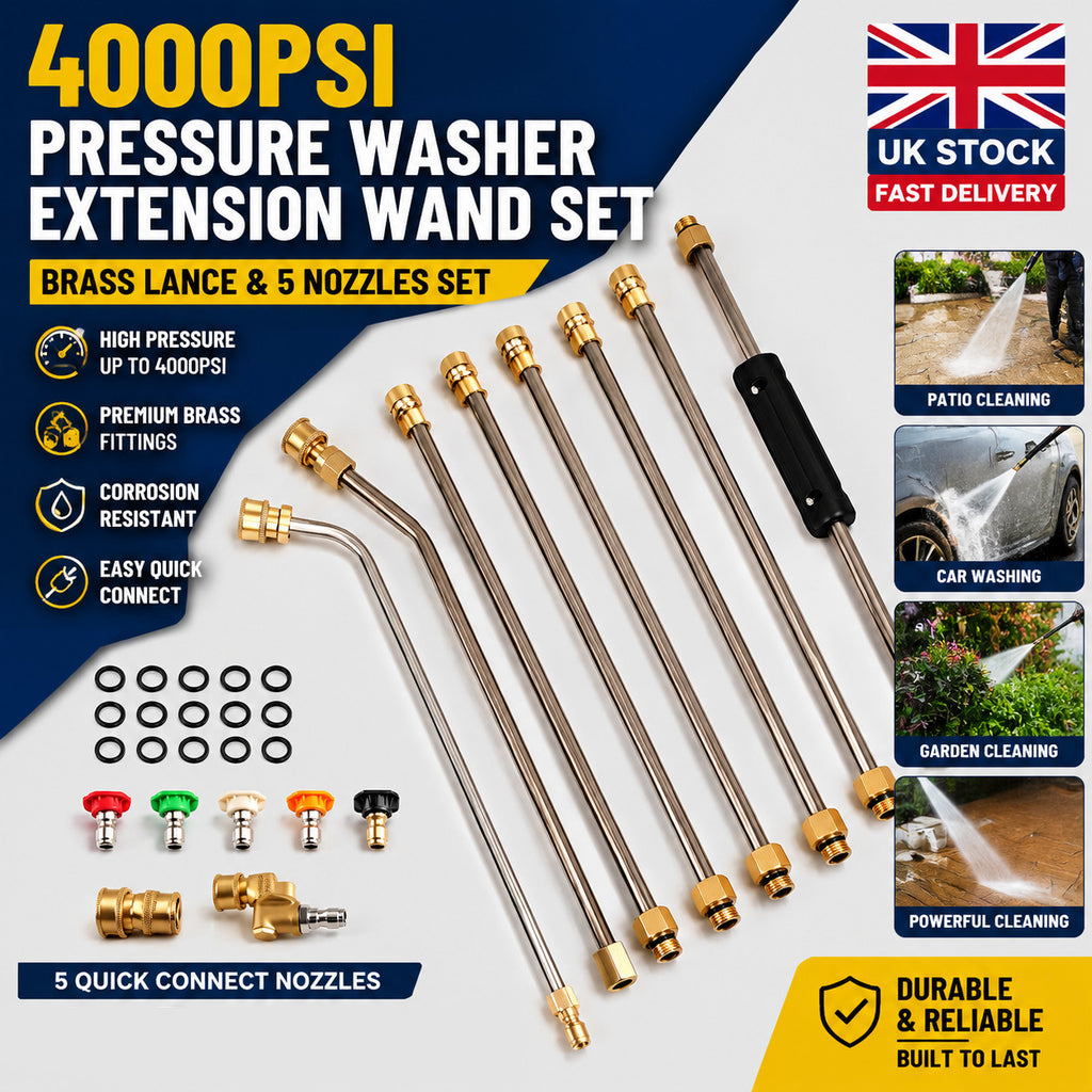 4000PSI High Pressure Washer Spray Gun Quick Washer Wand Extension Rod Lance Kit