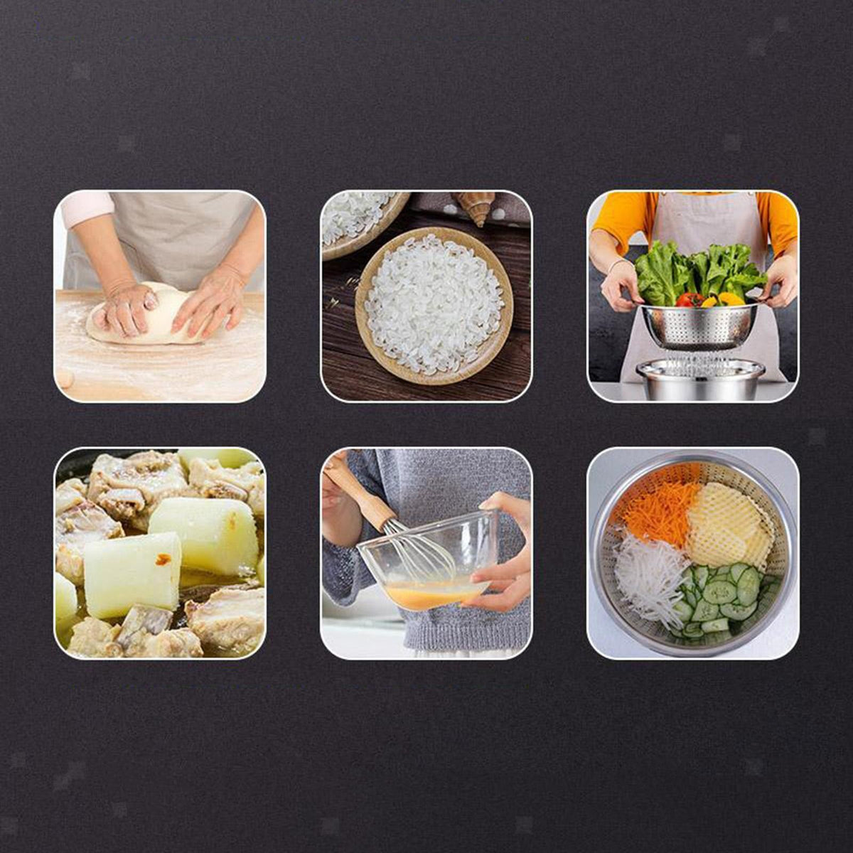 3IN1 Kitchen Basin Chopping Grater Cutter Strainer Bowl Set 28cm Stainless Steel