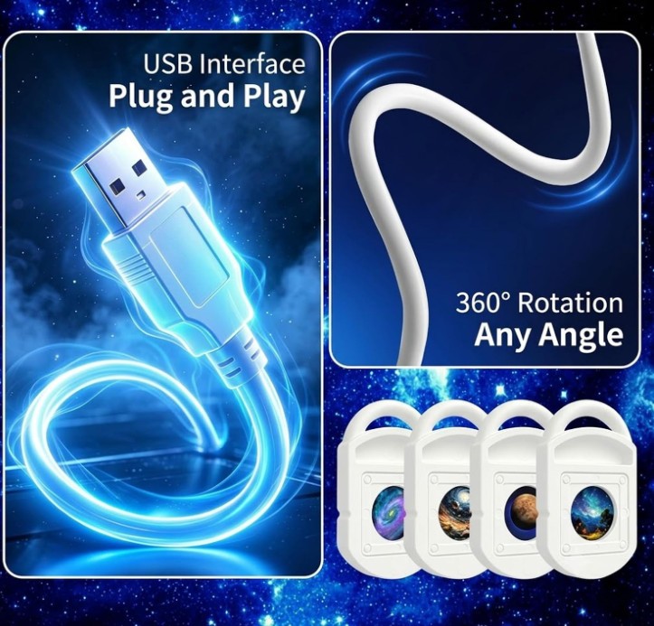 Upgraded Plug and Play Hd Star Projector,Hd Smart Dynamic 2D Holographic Light
