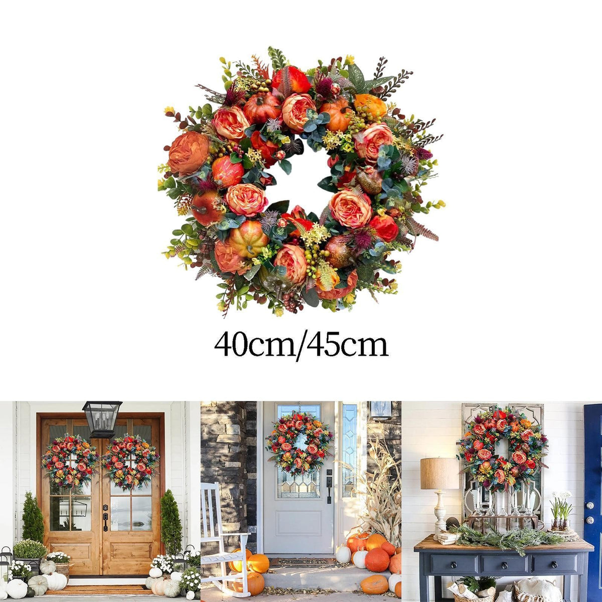 Halloween Fall Wreath Front Door Harvest Wreath Multipurpose for Front Porch