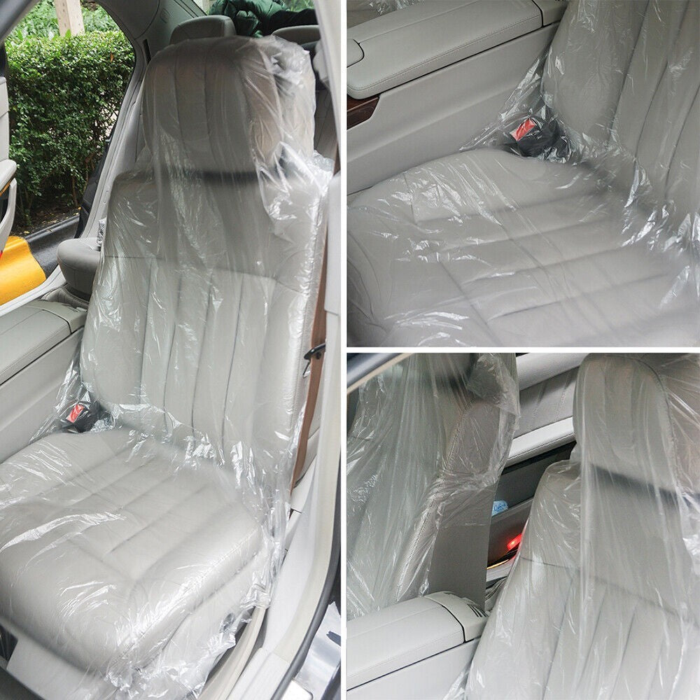 100pcs Disposable Plastic Car Seat Covers Vehicle Cover Valet Roll Protective UK