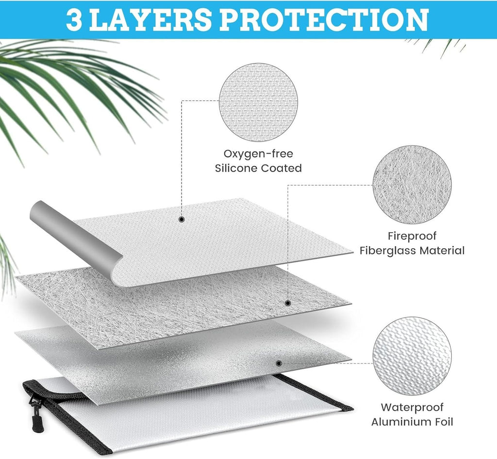 2200℉ Fireproof Money Bag Waterproof Document Envelope File Pouch Safe Cash Box