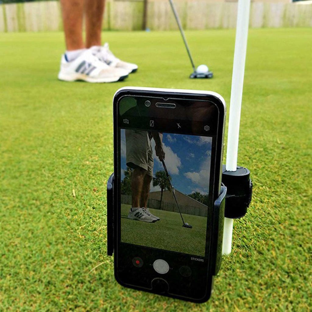 Adjustable Golf Phone Holder Swing Recording Cellphone Clip Alignment Sticks
