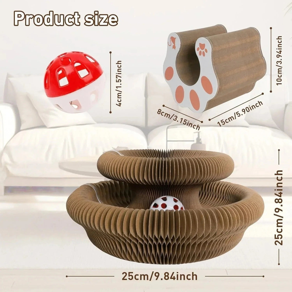 Cat Scratch Board with Bell Corrugated Paper Wear Resistant Cat Toy Scratcher