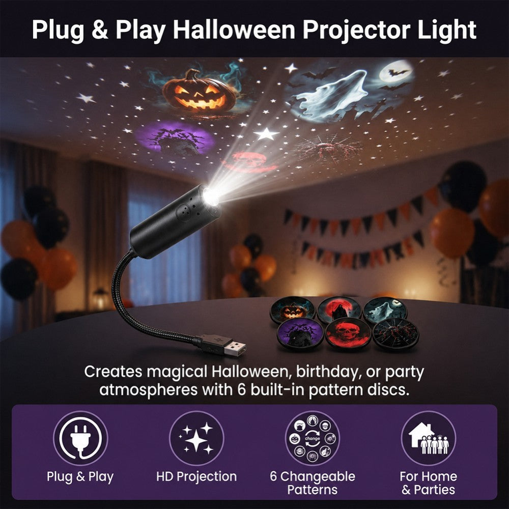 Plug and Play HD Star Projector Halloween Christmas, Projector Halloween XMAS
