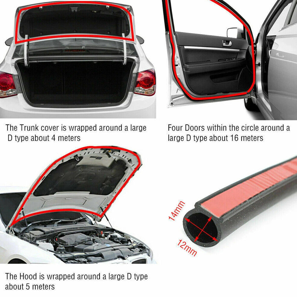 D-Shape Car Door Rubber Seal Strip Self Adhesive Auto Car Door Weather Stripping
