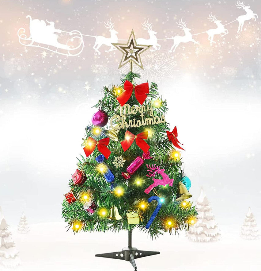 30cm Mini Small Christmas Tree with LED Lights Xmas Tabletop Rtificial Ornament