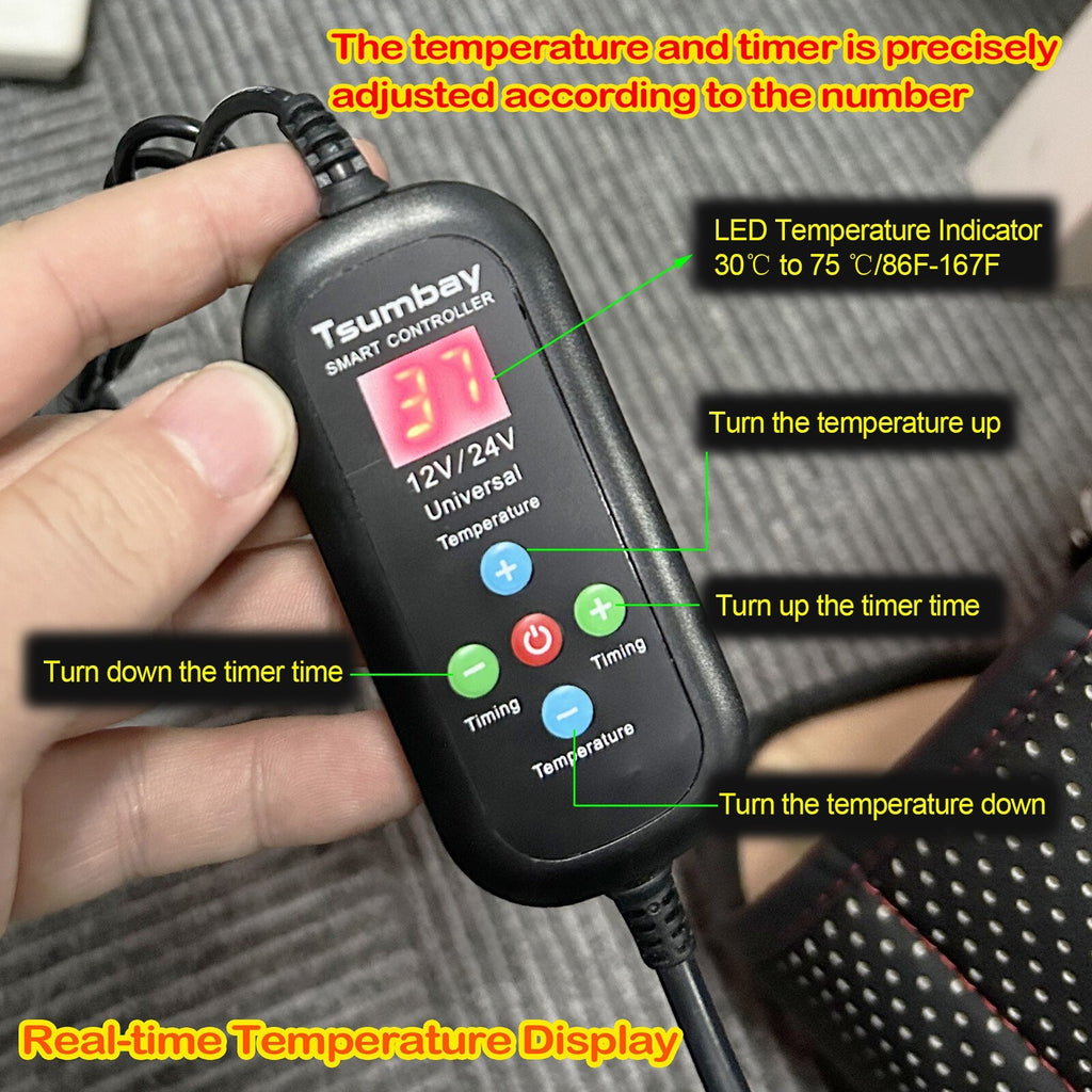Universal 12V Car Seat Pad Cushion Cover Heating Heater Warm Heated Cold Winter
