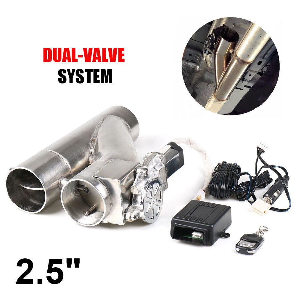 2.5 inch 63mm Control Pipe Dual Valve Electric Y Pipe wish Remote Kit