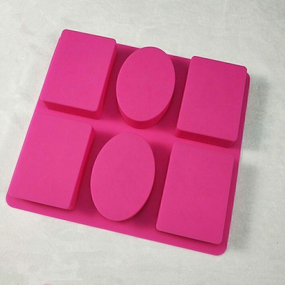DIY Silicone Soap Mold 6 Forms Oval Rectangle Cake Mould Homemade Making Craft