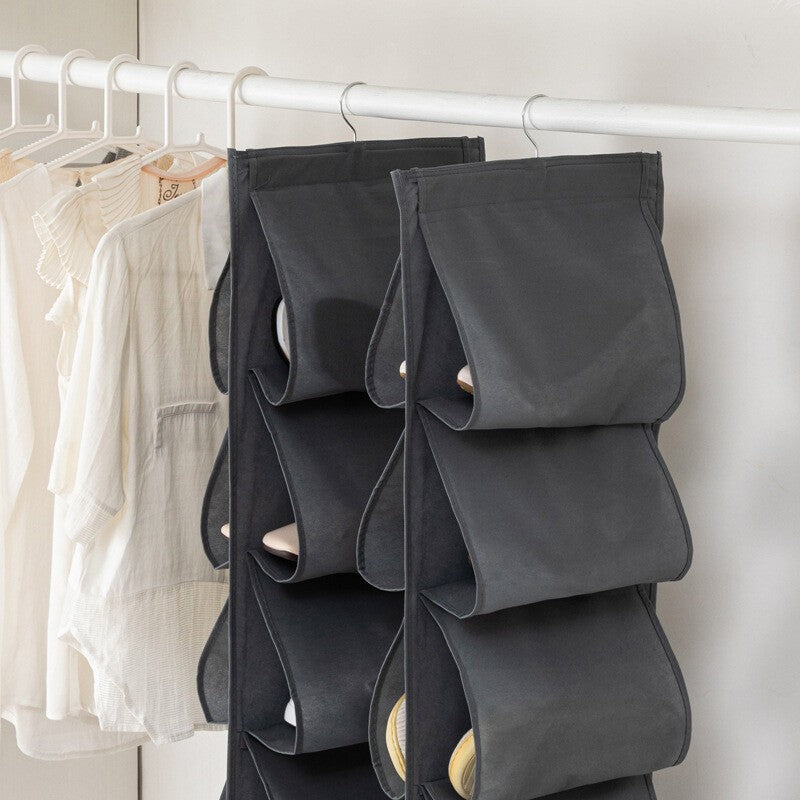 6 Large Pockets Hanging Shoe Organizer Fabric Dual Sided Shoe Holder Rack